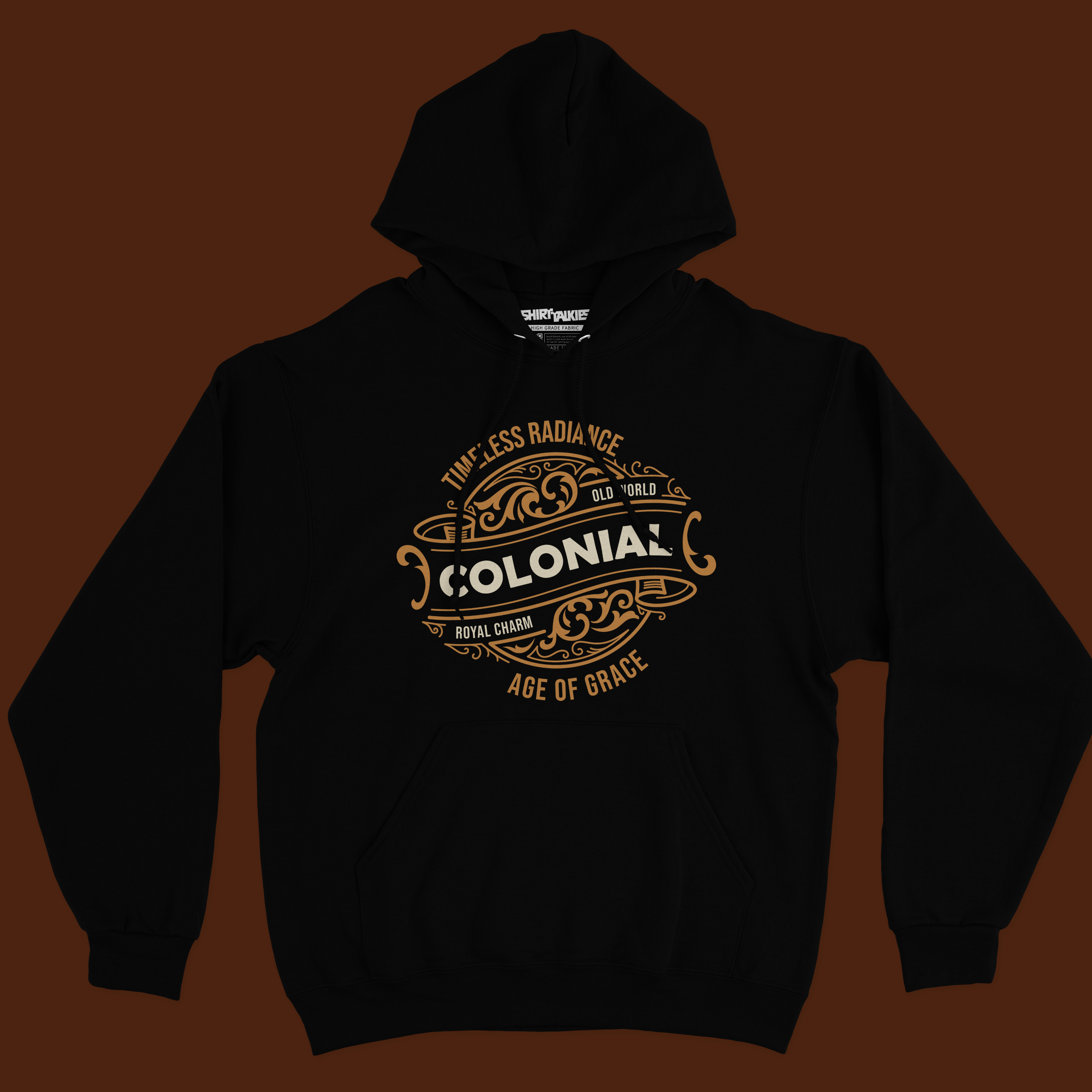 Black printed hoodie for men