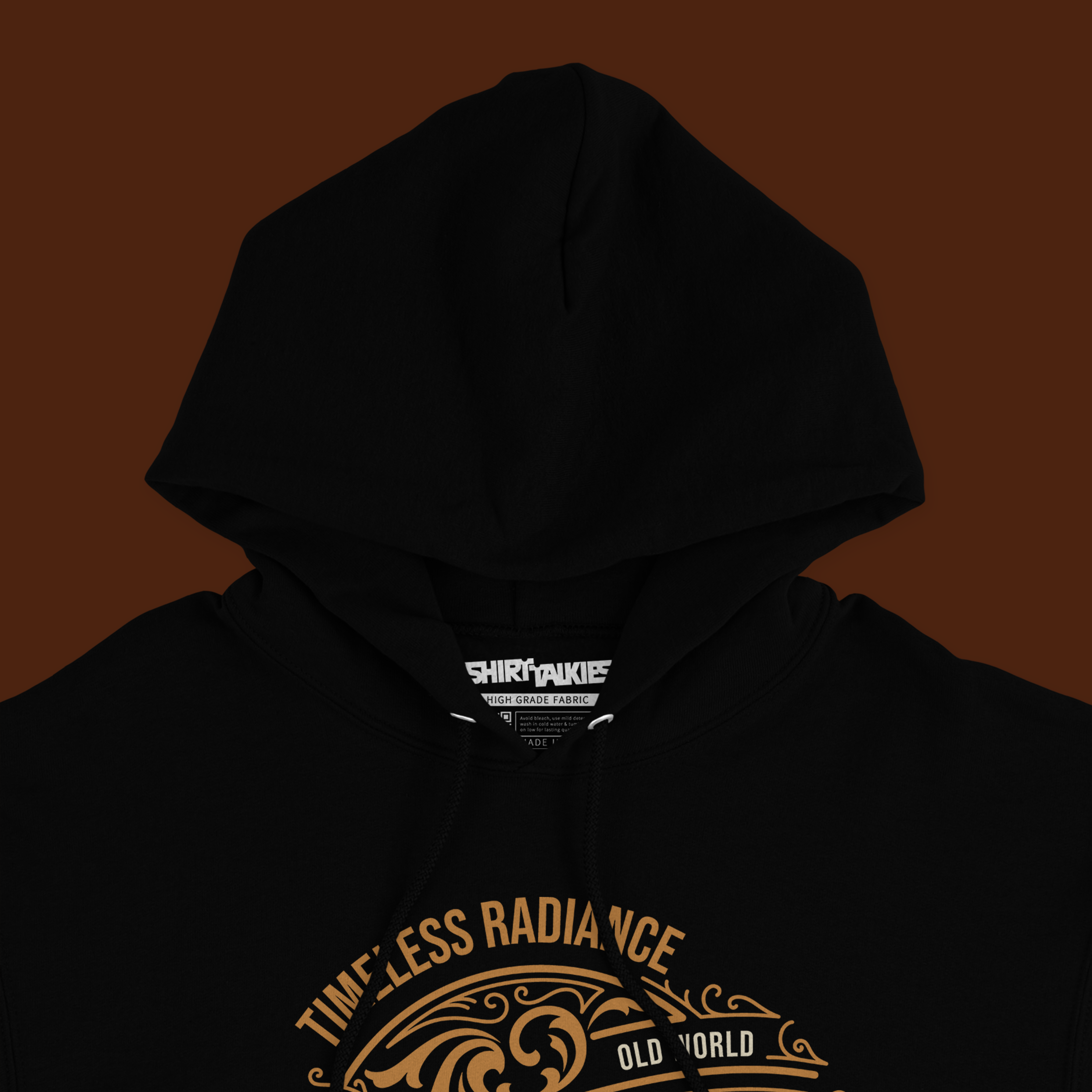 Black printed hoodie for men