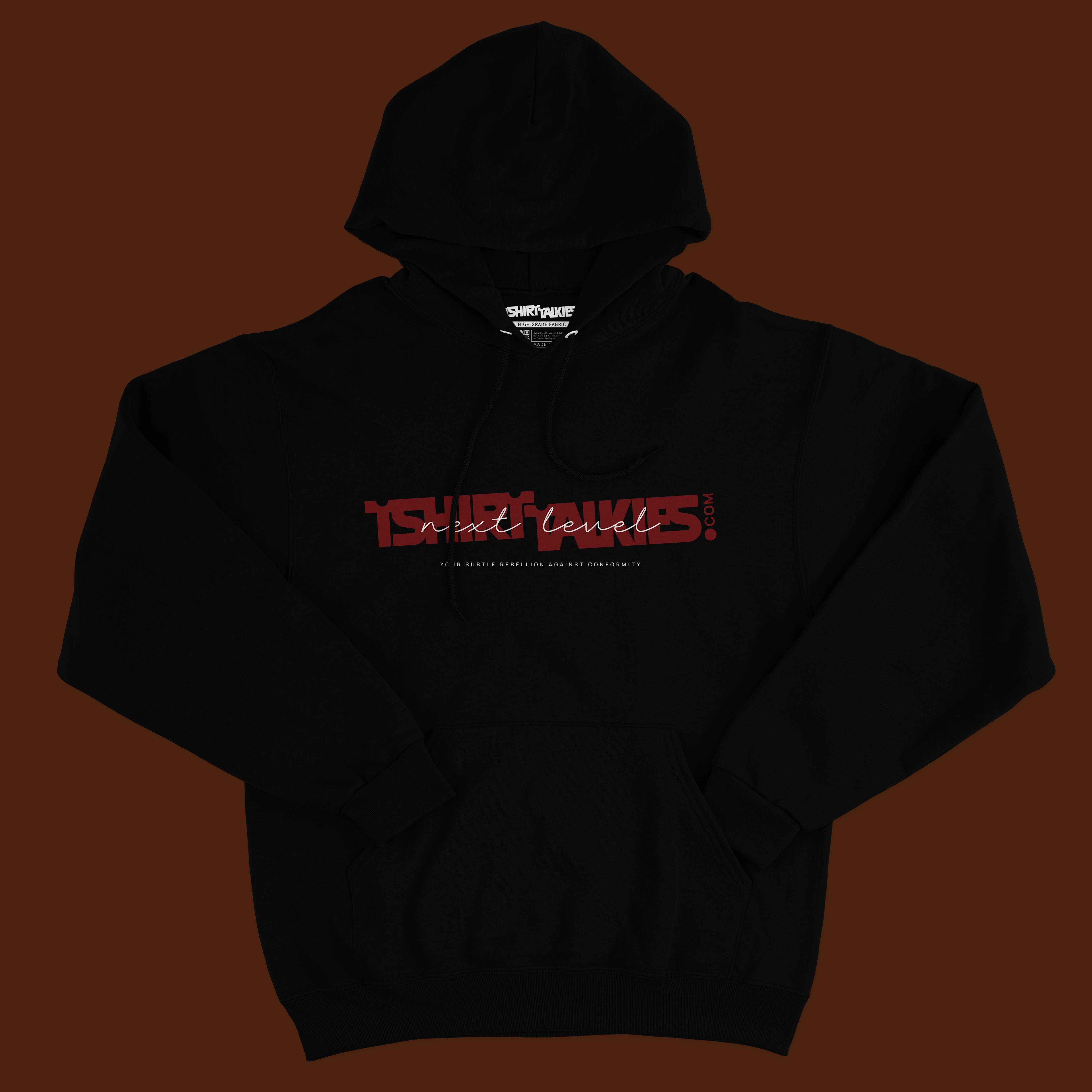 Black printed hoodie for men