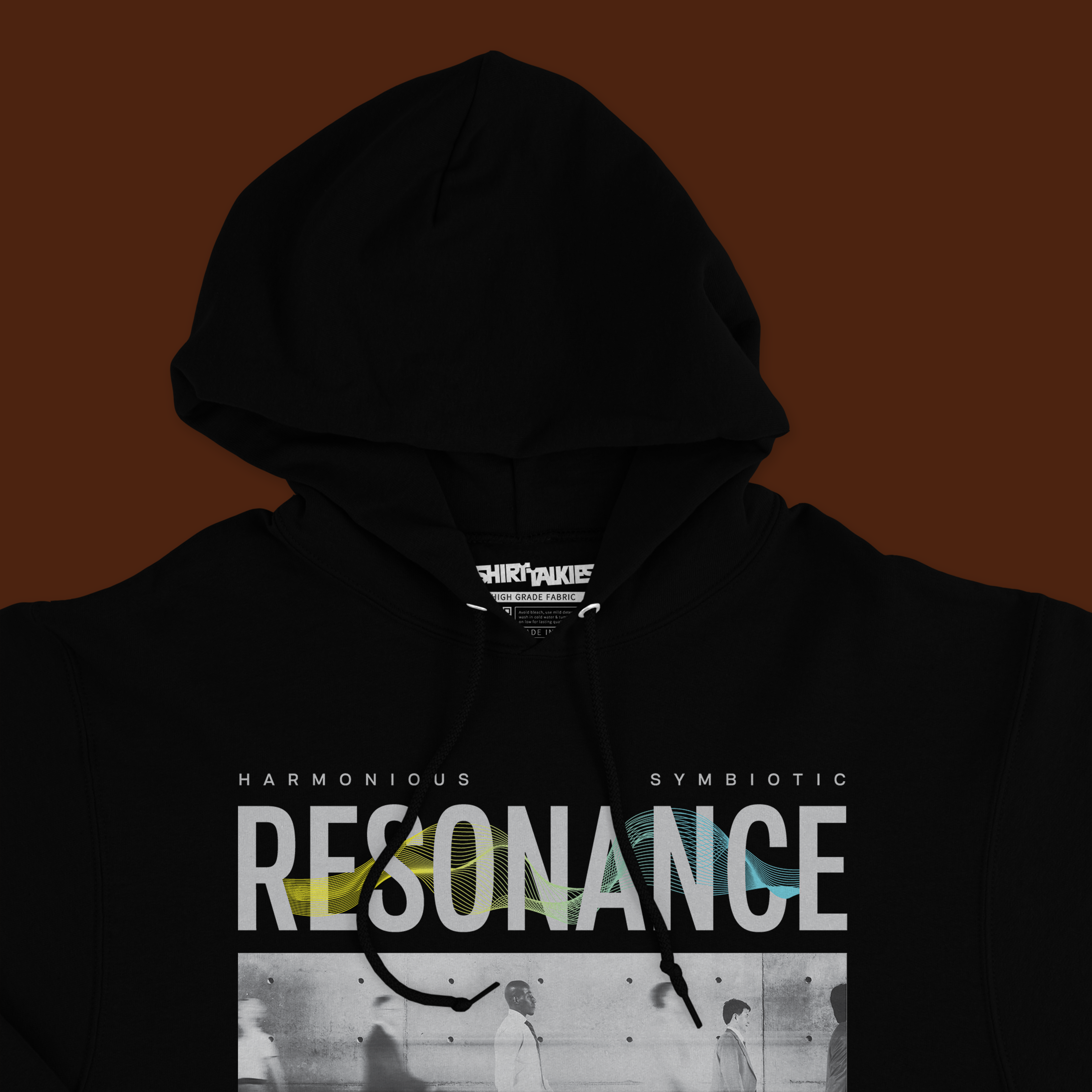 Black printed hoodie for men