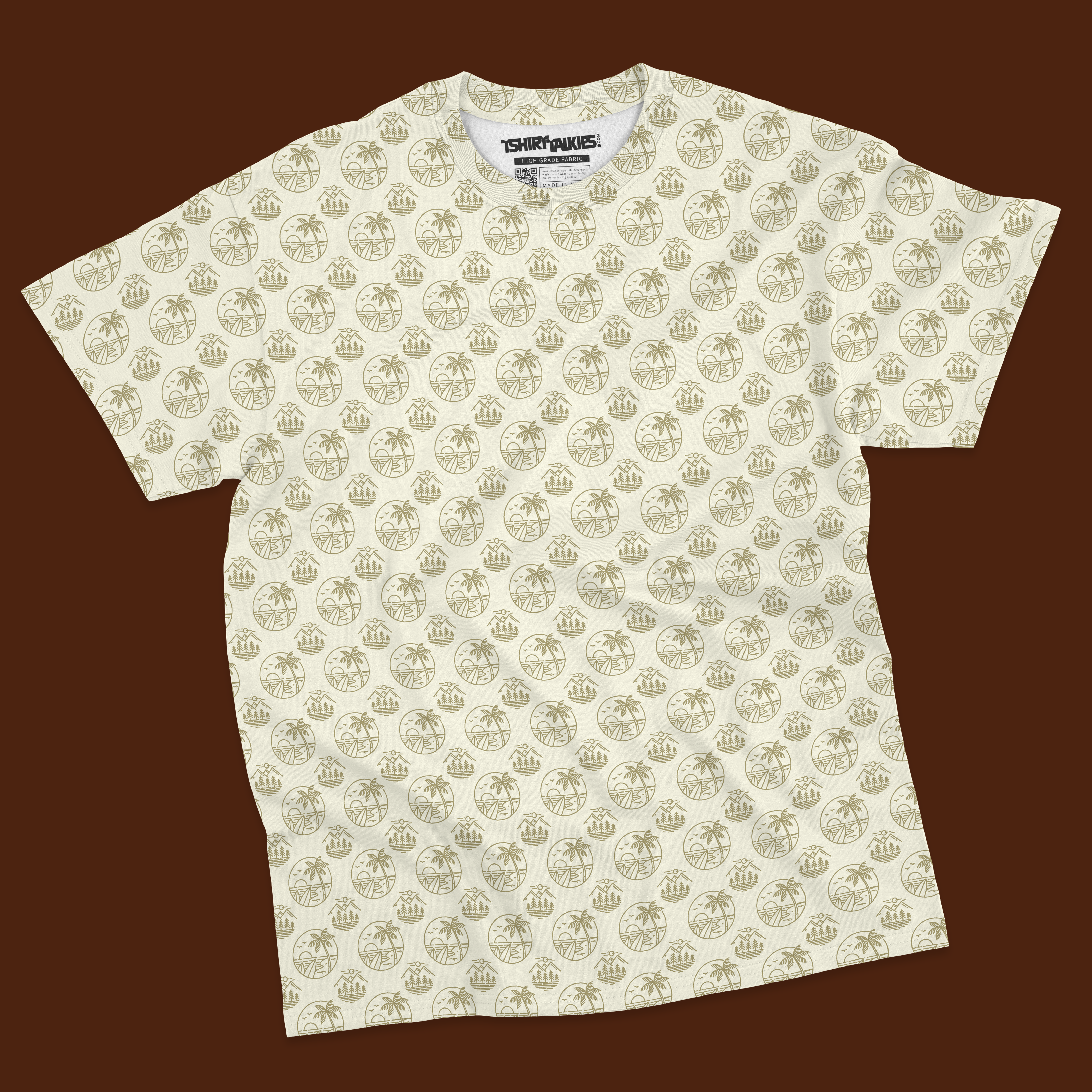 Cream printed tshirt for men