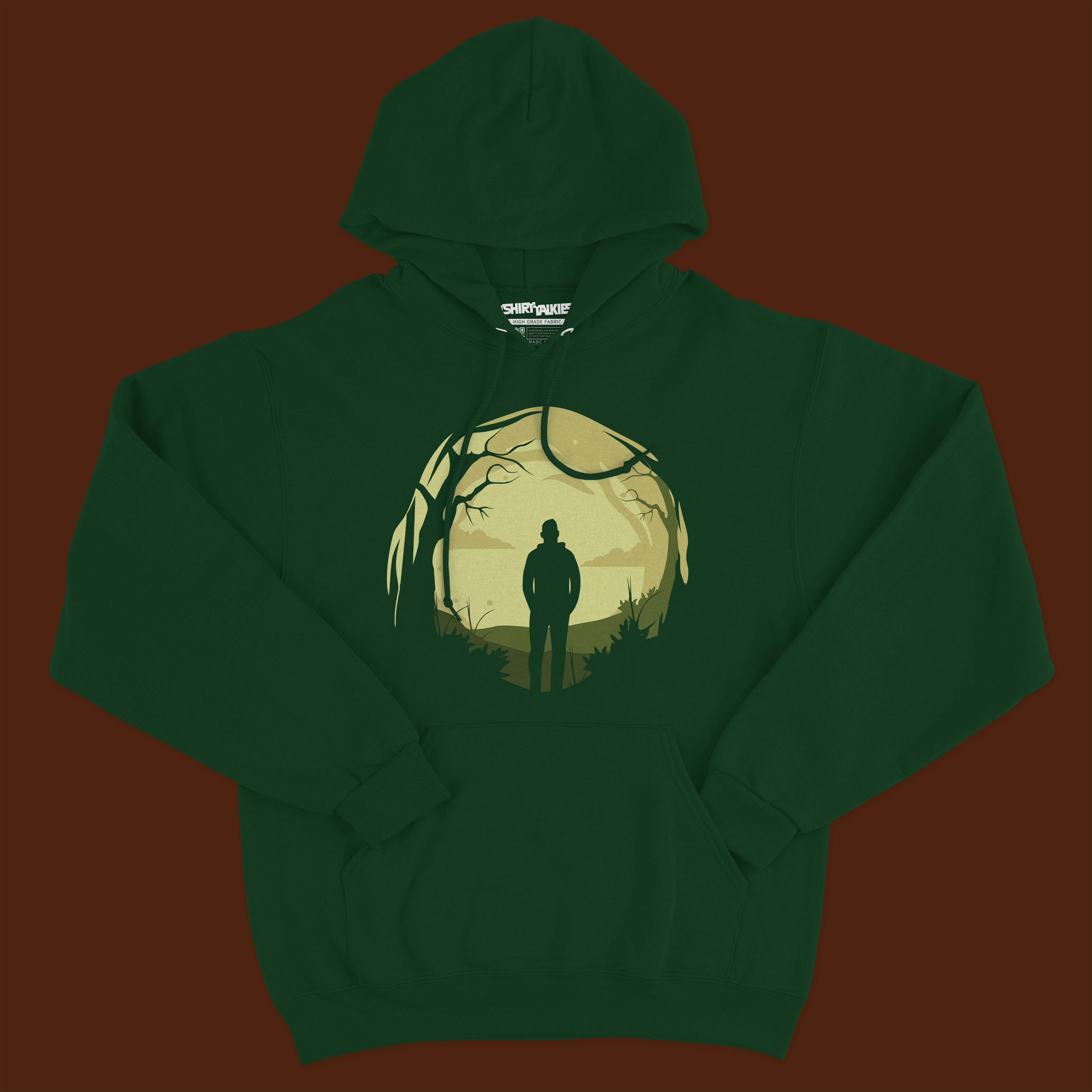 Green printed hoodie for men