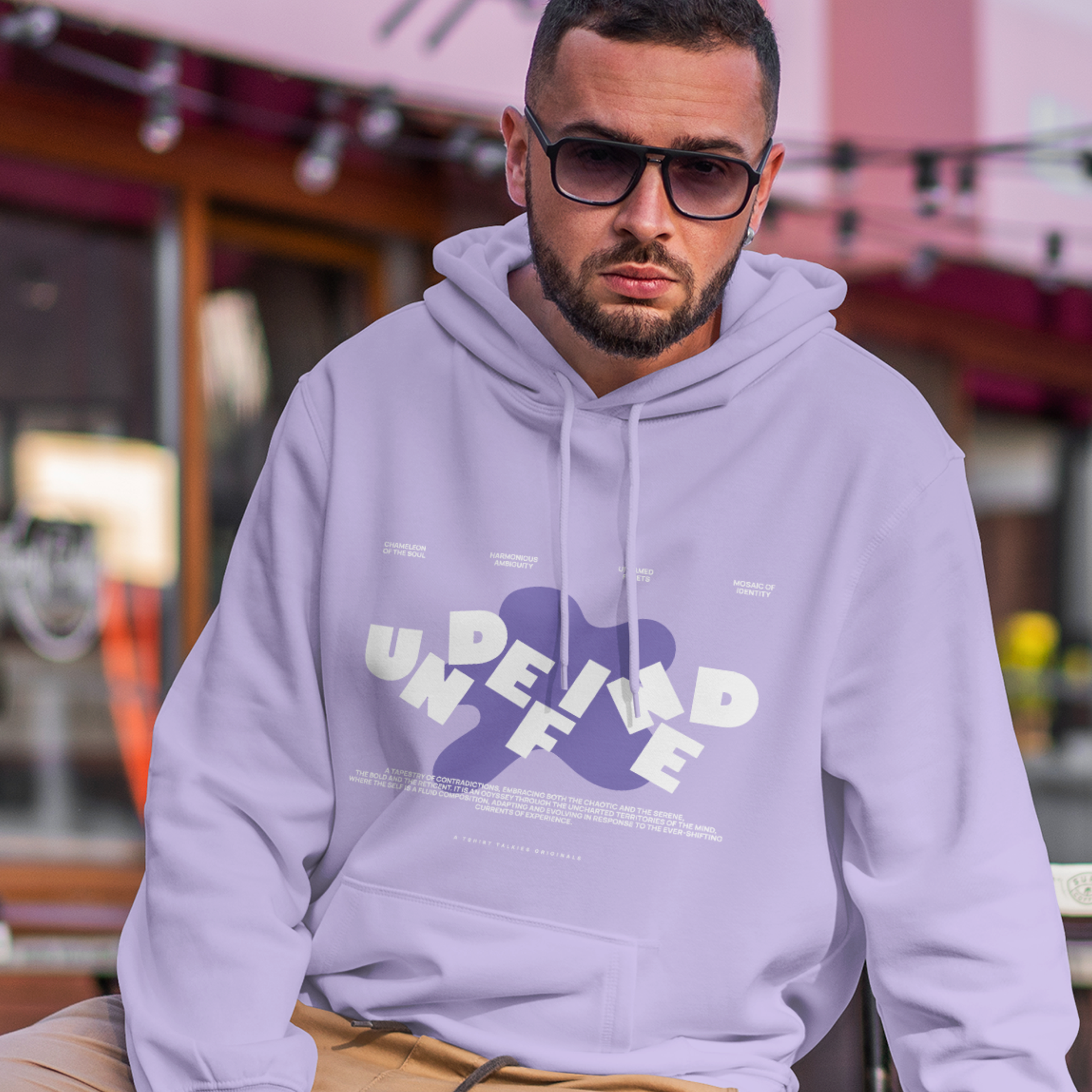 Soft purple printed hoodie for men