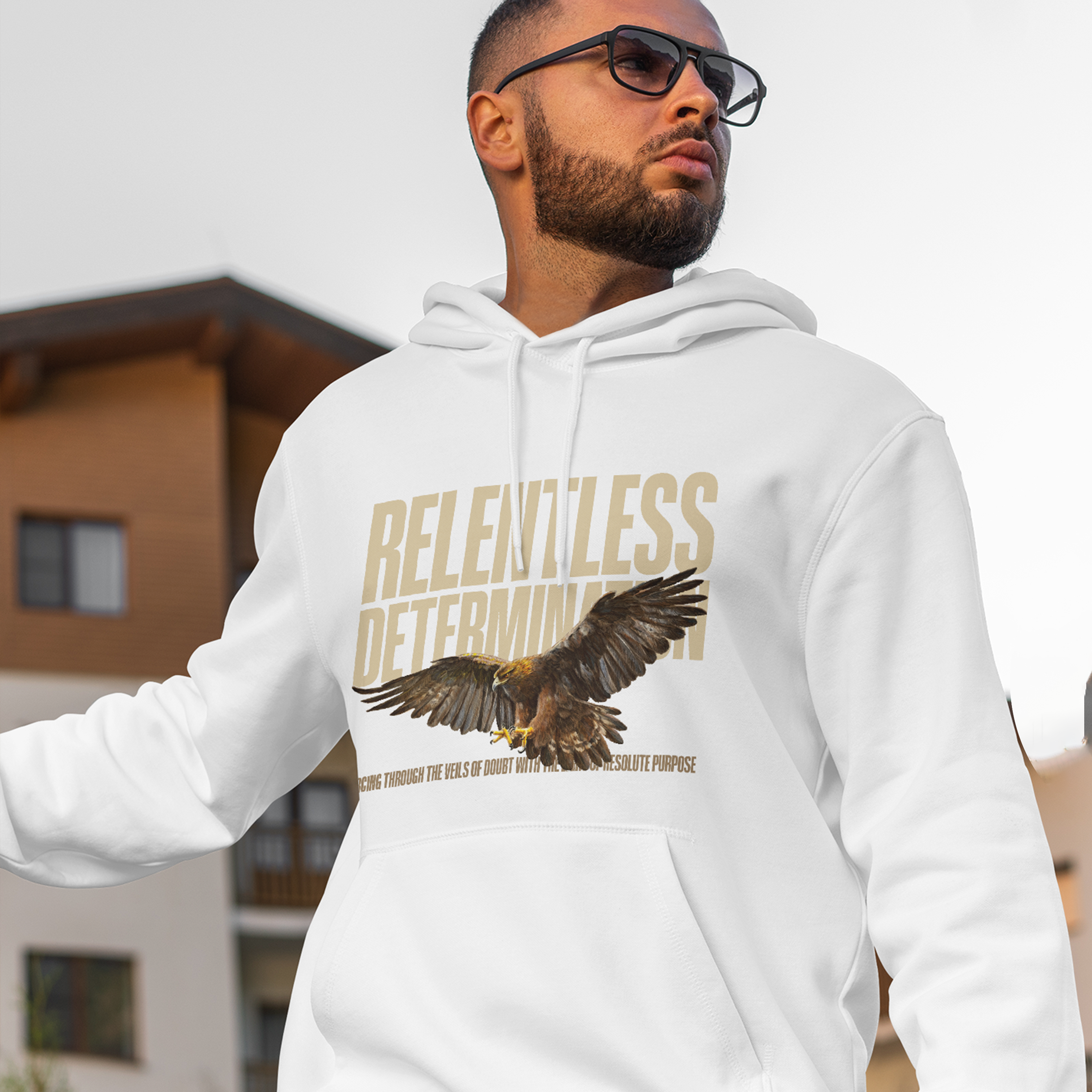 White printed hoodie for men