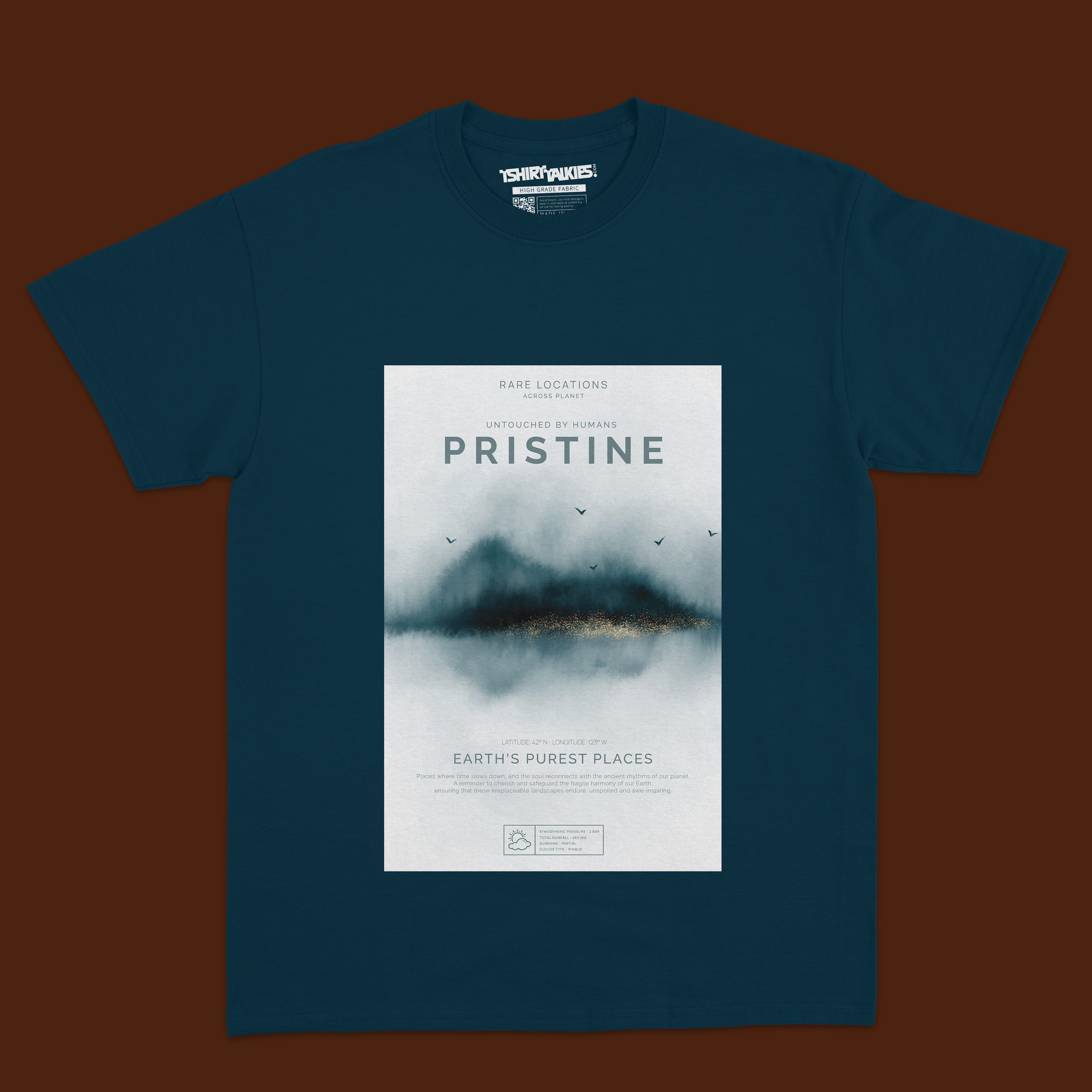 Teal printed tshirt for men